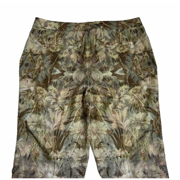 Floral Rayon Blend Pants Women's 4 Green Multi Allover Flower Print - Picture 15 of 16